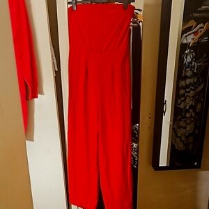 Women's Wide Leg Tube Top Jumpsuit - Size L